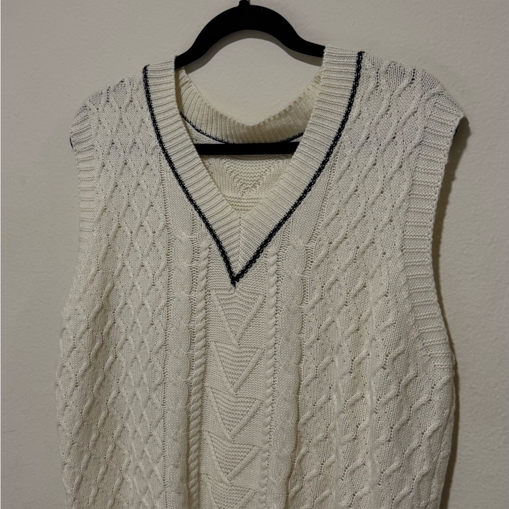White Cable Knit Sweater Vest